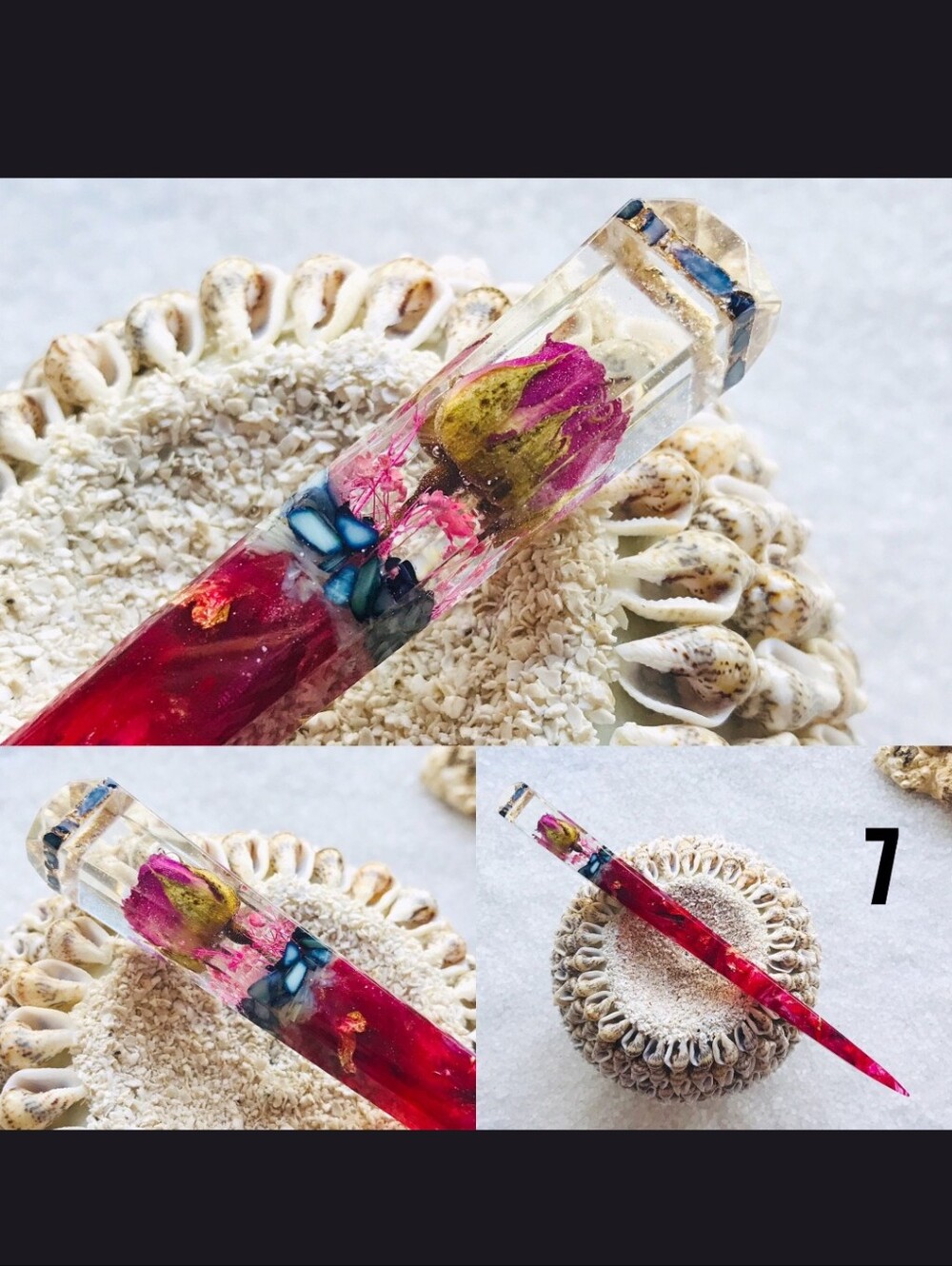 YevheniiaShop resin hair stick 7 inch Rose